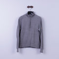 Ben Sherman Mens M Sweatshirt Grey 100% Cotton Zip Neck Classic Plain Top