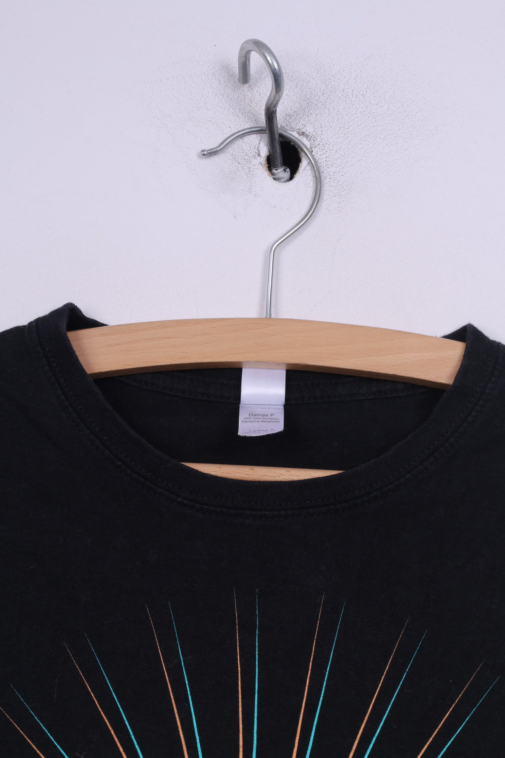 Gildan Ring Spun Womens S T-Shirt Graphique Noir Coton Lépreux Manches Courtes Top Bande Métallique 