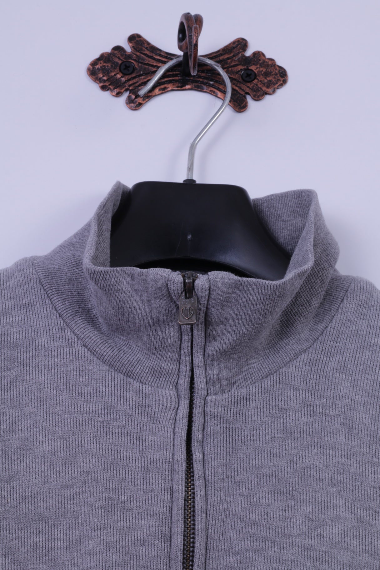 Ben Sherman Sweat-shirt pour homme Gris 100 % coton avec col zippé et haut uni classique