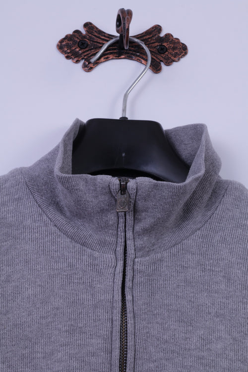 Ben Sherman Sweat-shirt pour homme Gris 100 % coton avec col zippé et haut uni classique