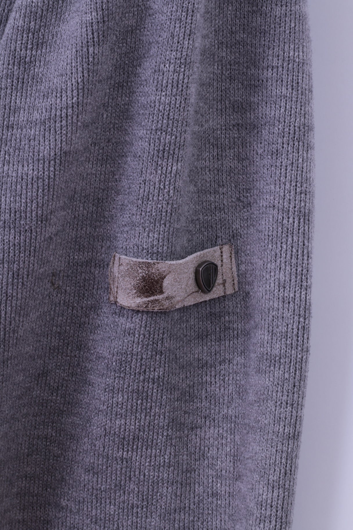 Ben Sherman Mens M Sweatshirt Grey 100% Cotton Zip Neck Classic Plain Top