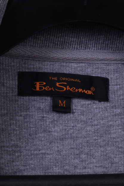 Ben Sherman Sweat-shirt pour homme Gris 100 % coton avec col zippé et haut uni classique