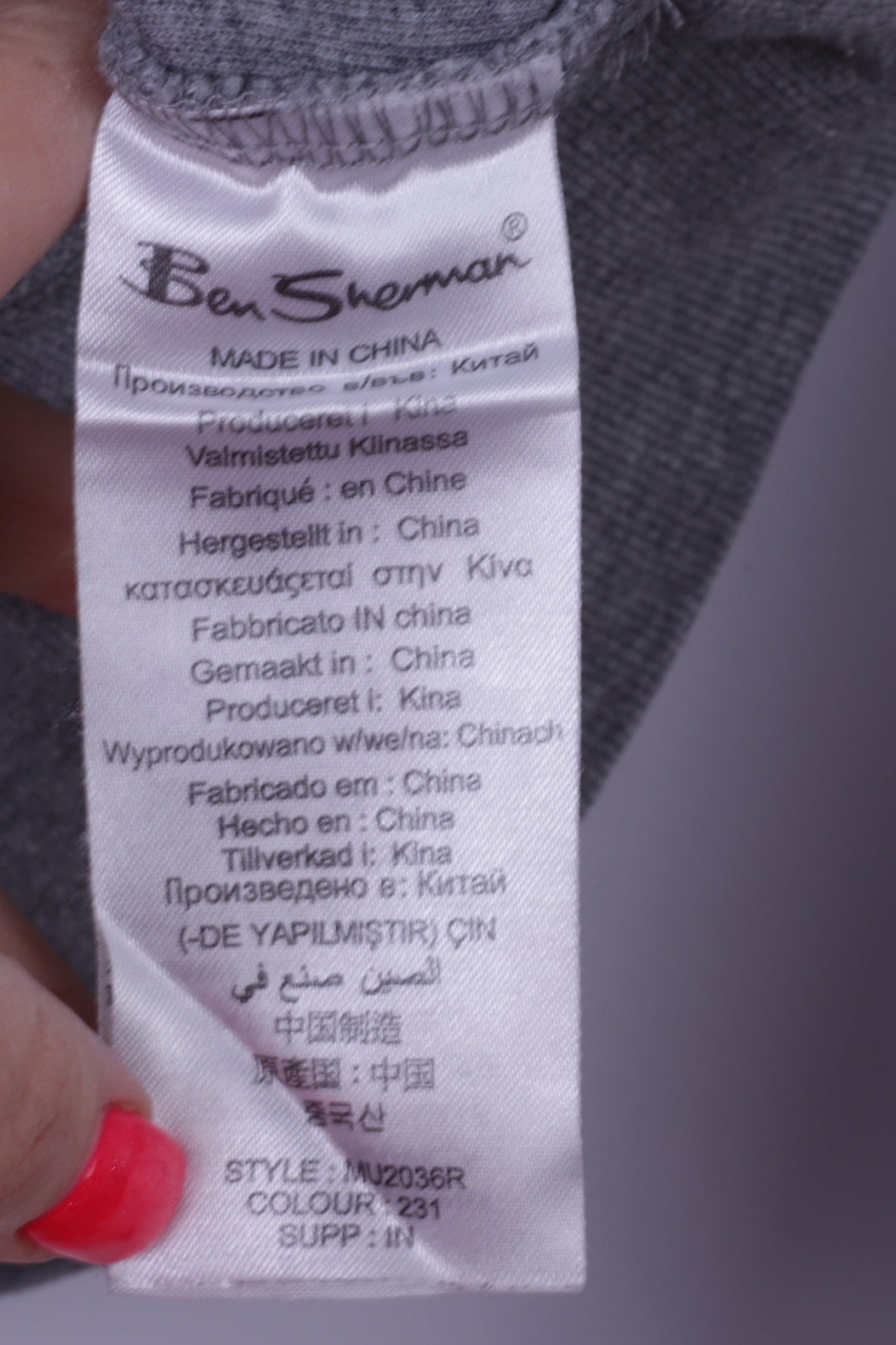 Ben Sherman Sweat-shirt pour homme Gris 100 % coton avec col zippé et haut uni classique