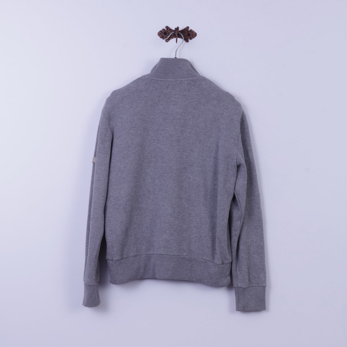 Ben Sherman Sweat-shirt pour homme Gris 100 % coton avec col zippé et haut uni classique