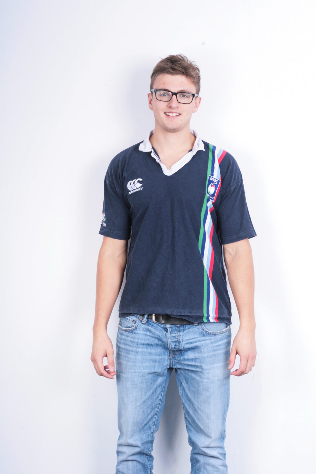 Canterbury of New Zealand Mens M Polo Shirt Navy Blue RBS Nations Cotton - RetrospectClothes