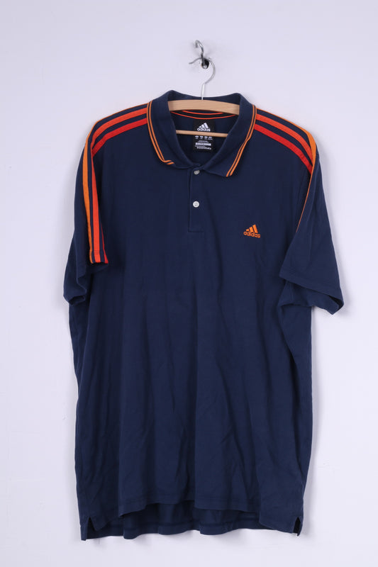 Adidas Polo à manches courtes pour homme 2XL avec 3 rayures Bleu marine 