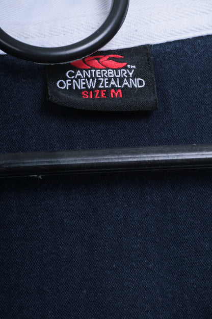 Canterbury of New Zealand Mens M Polo Shirt Navy Blue RBS Nations Cotton - RetrospectClothes