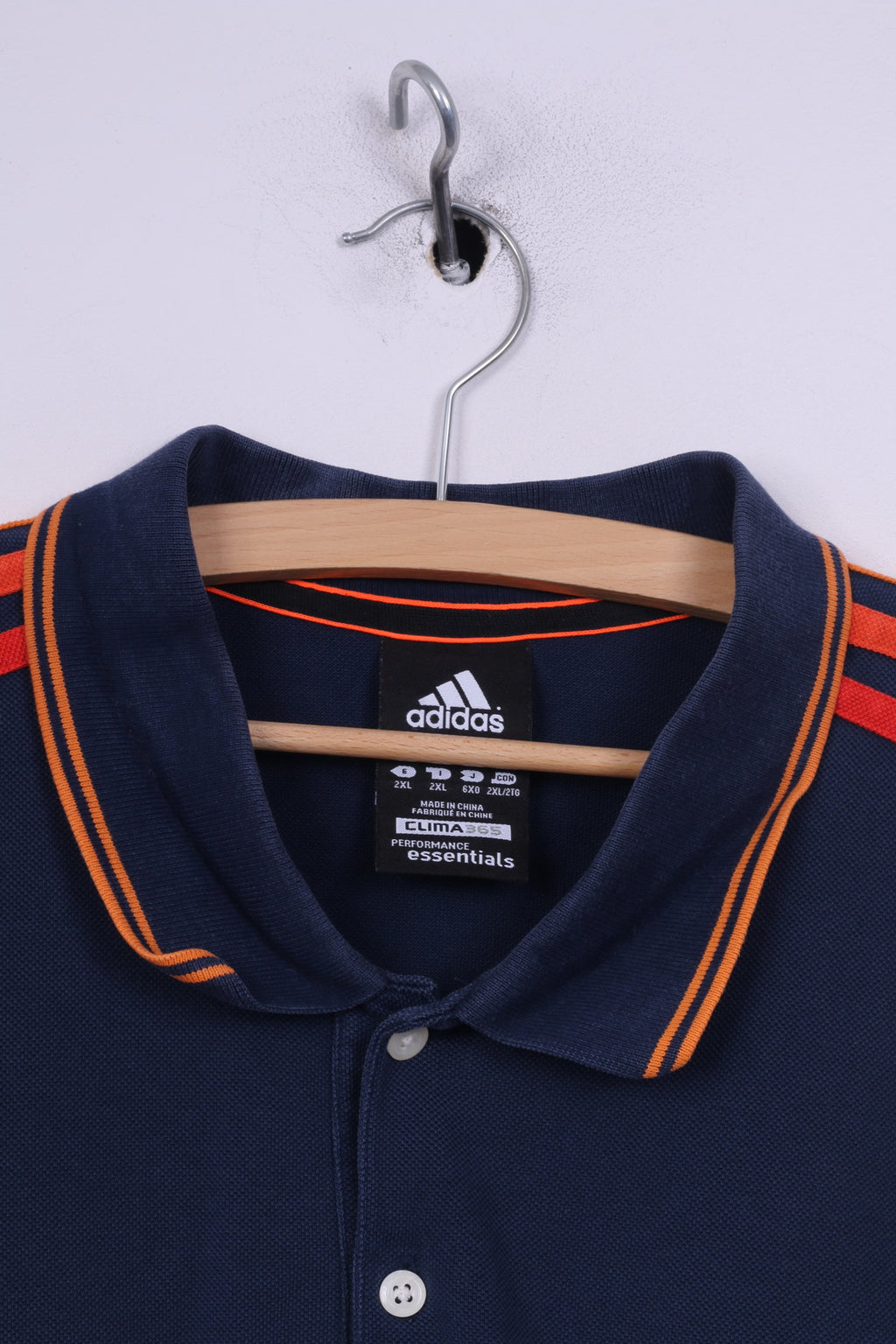 Polo Adidas da uomo 2XL a maniche corte con 3 strisce blu scuro 