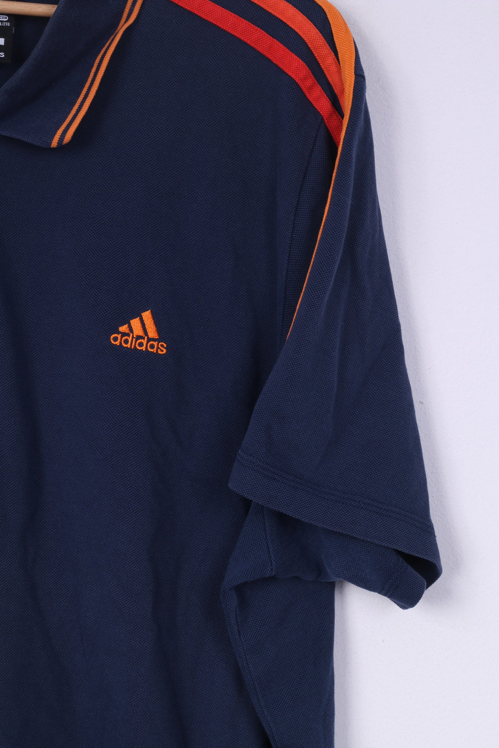 Polo Adidas da uomo 2XL a maniche corte con 3 strisce blu scuro 