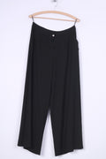 New Ecmell Womens 40 Elagant Trousers Wide Leg Black High Waist Pants
