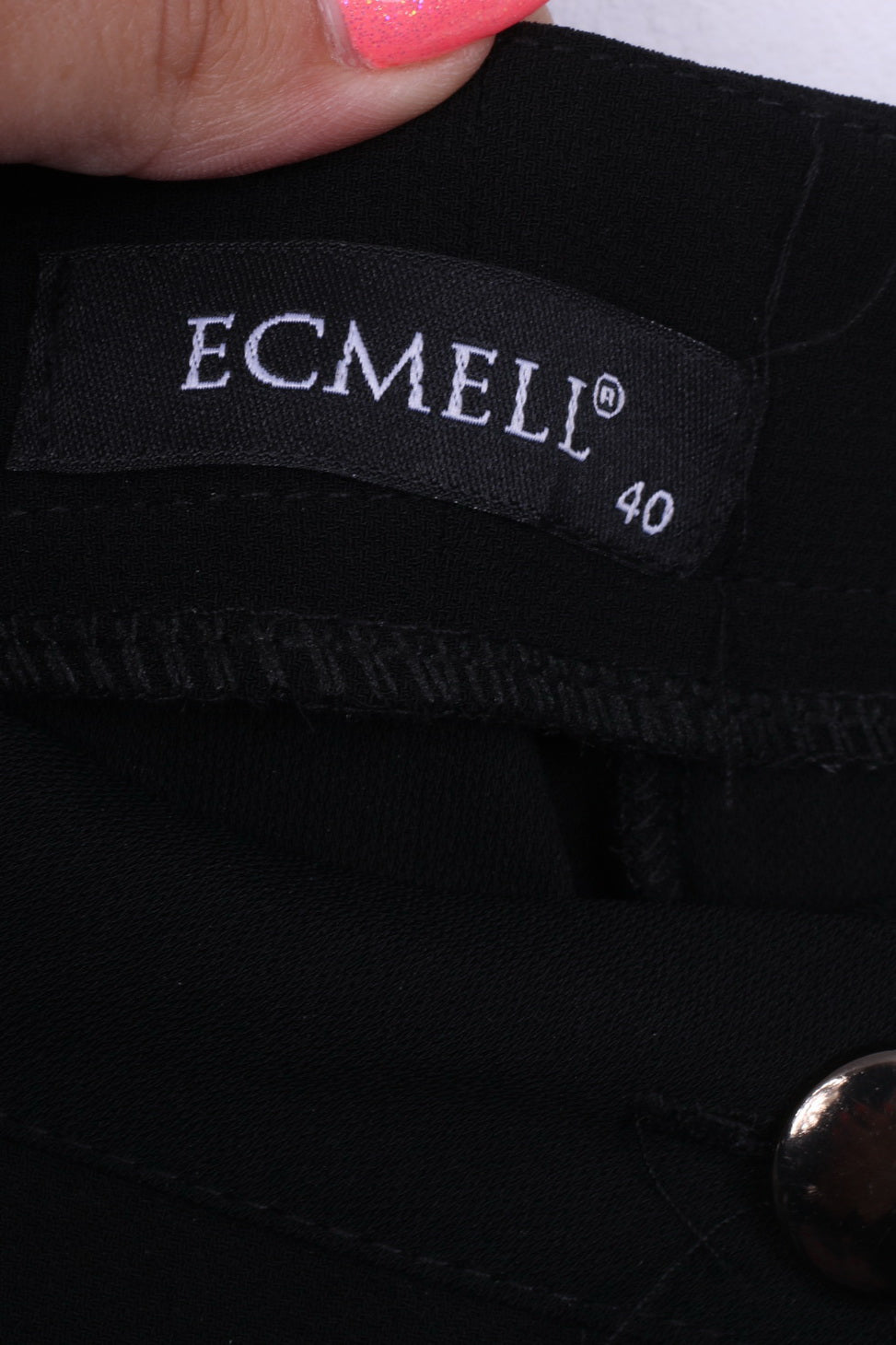 New Ecmell Womens 40 Elagant Trousers Wide Leg Black High Waist Pants
