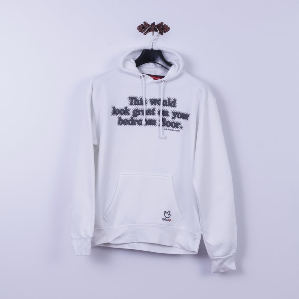 Felpa XL da donna Xplicits Industries Top grafico con cappuccio in misto cotone bianco