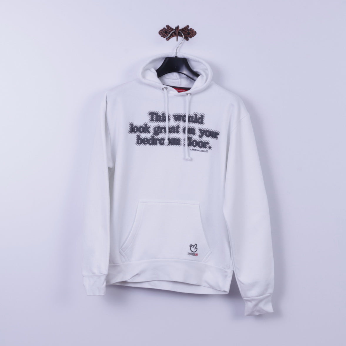 Felpa XL da donna Xplicits Industries Top grafico con cappuccio in misto cotone bianco