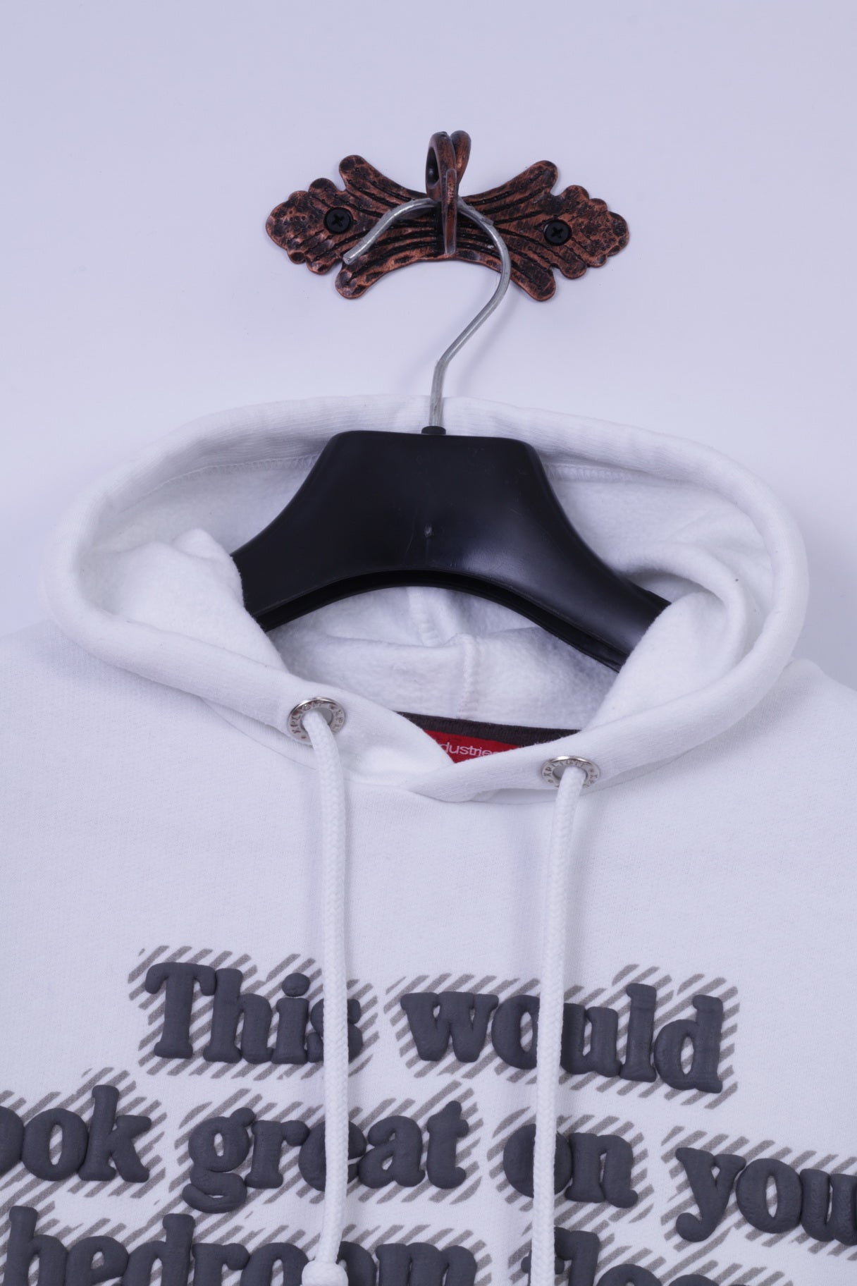 Felpa XL da donna Xplicits Industries Top grafico con cappuccio in misto cotone bianco