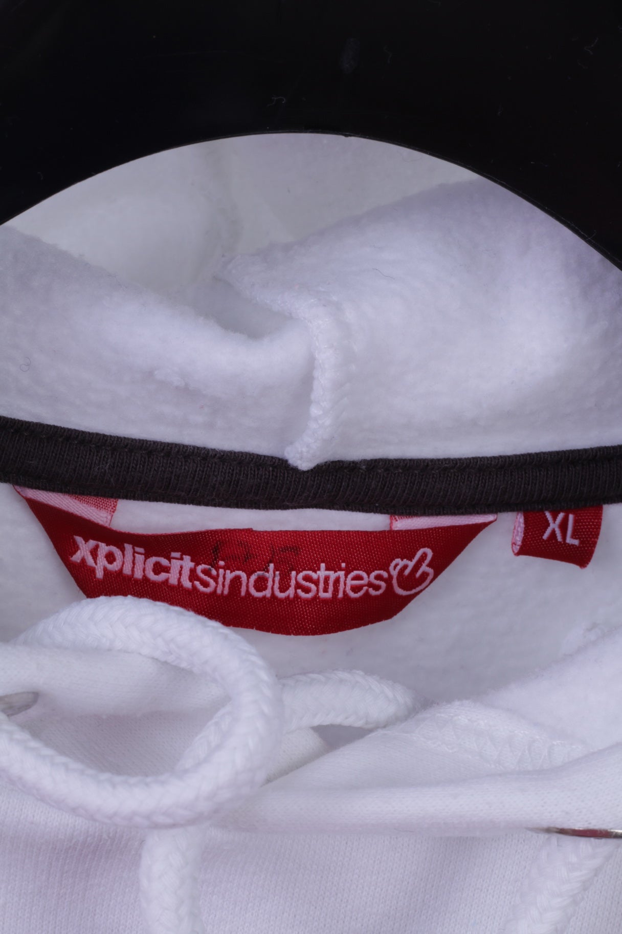 Felpa XL da donna Xplicits Industries Top grafico con cappuccio in misto cotone bianco