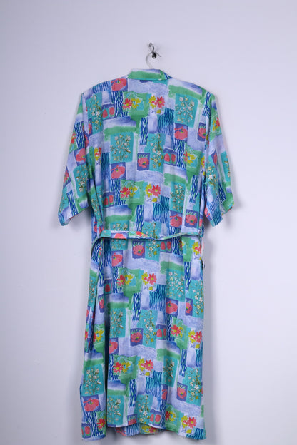 Exclusive By Aretex Womens 50 2XL Long Dress Short Sleeve Flowe Print Short Sleeve