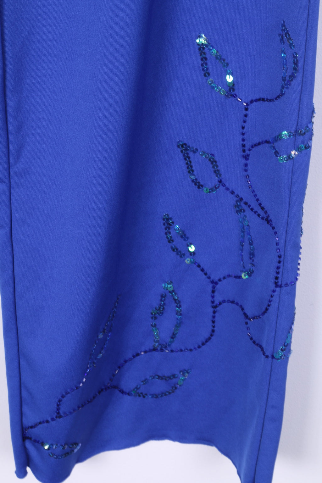 Privacy Womens 20 3XL Elagant Trousers Blue Nylon Straight Leg Pants Sequins Embroidered