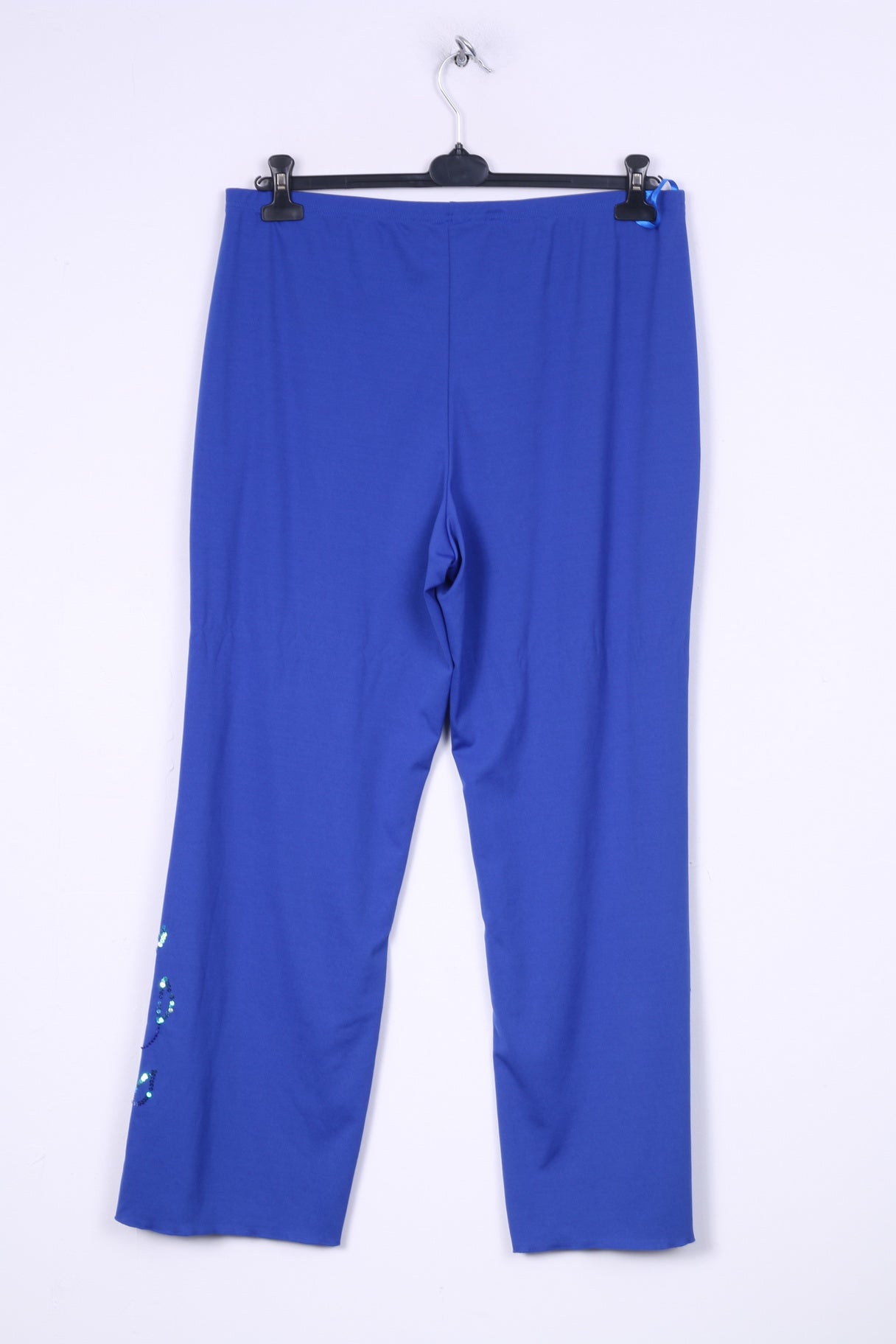 Privacy Womens 20 3XL Elagant Trousers Blue Nylon Straight Leg Pants Sequins Embroidered