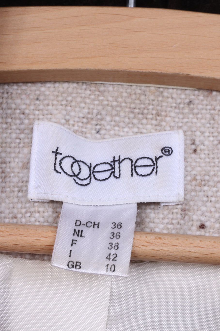 Together Womens 10 36 S Blazer Cream Spalline monopetto con coda posteriore Vinatge 