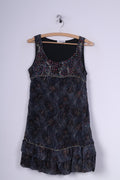 AZARA Femme S/M Mini Robe Sans Manches Volant Bleu Marine 