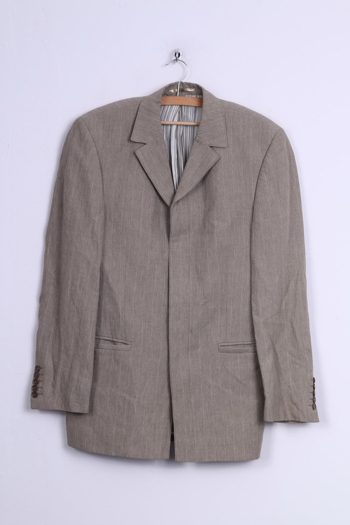 River Island Veste Blazer en Lin Mélangé 38 M Homme Beige Simple Boutonnage