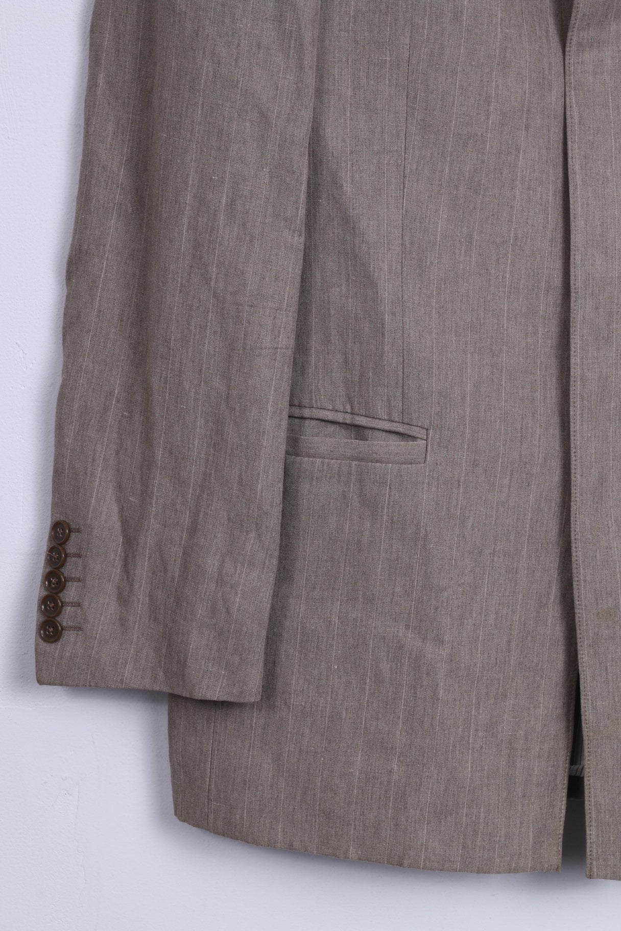 River Island Veste Blazer en Lin Mélangé 38 M Homme Beige Simple Boutonnage