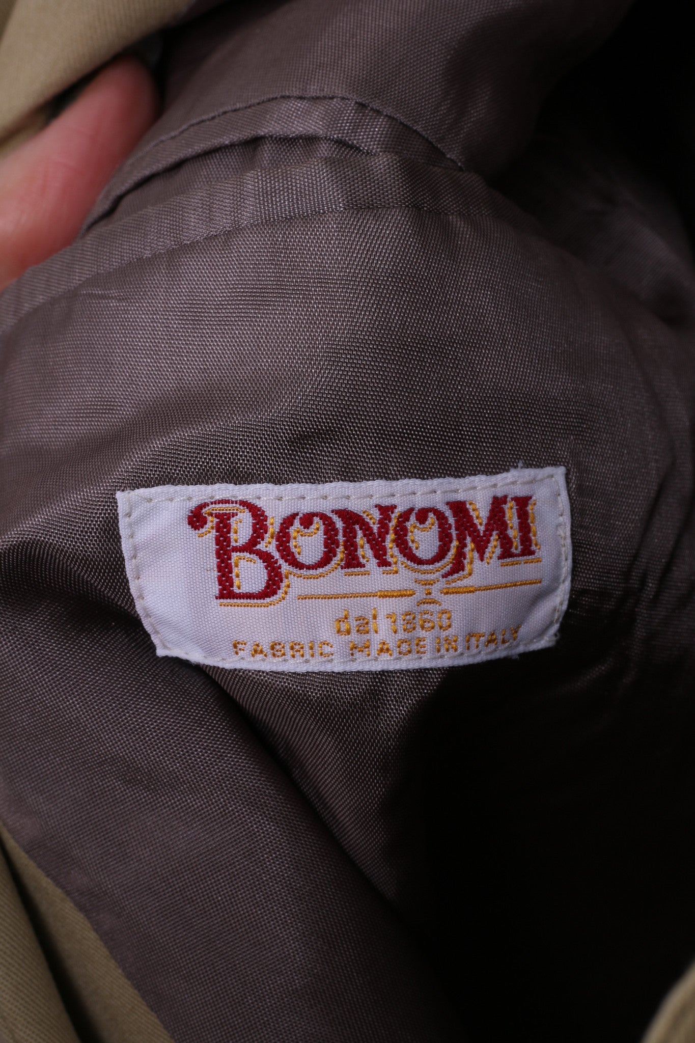 Bonomi Mens 98 L Blazer Jacket Top Suit Beige Single Breasted Cotton - RetrospectClothes