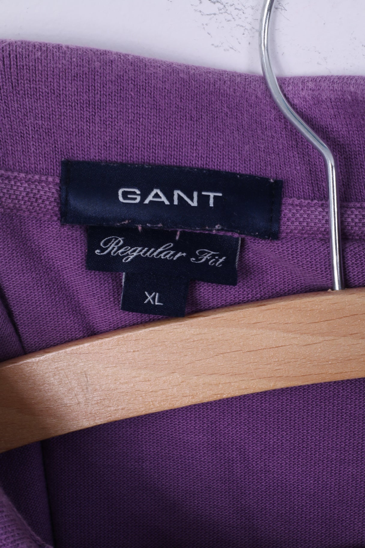 GANT Mens XL Polo Shirt Purple Regular Fit Cotton Detailed Buttons