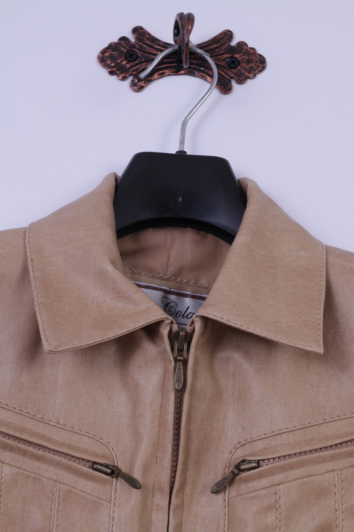 Pina Colada Womens 38 S Jacket Beige PVC Scandinavian Design Zip Up Top