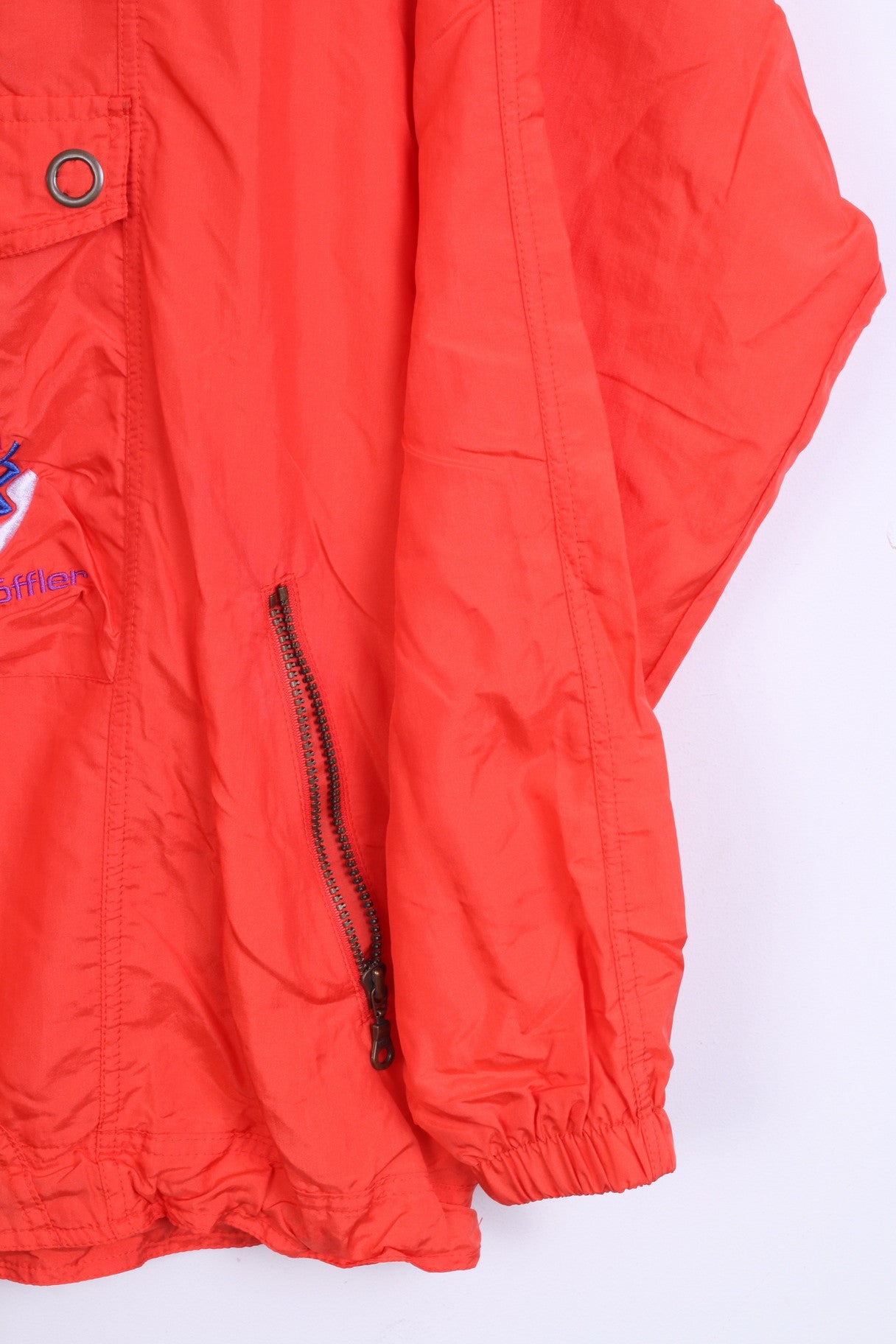 Loffler Mens 48 S Jacket Anorak Orange Nylon Waterproof Kangaroo Pocket Hood - RetrospectClothes