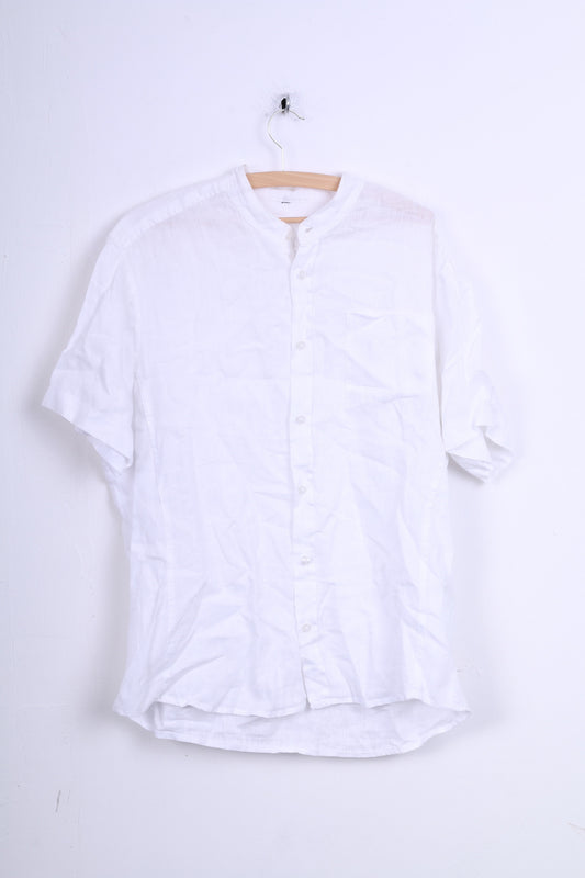 Angelo Litrico C&amp;A Camicia casual XL da uomo bianca a maniche corte