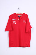 Macron Mens XL Shirt Rugby York College 15 Jersey Red V-Neck