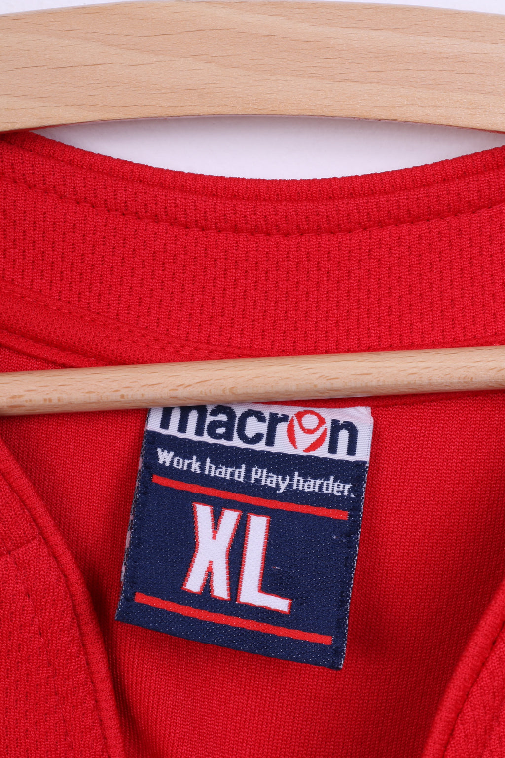 Maglia XL da uomo Macron Rugby York College 15 Jersey rossa con scollo a V