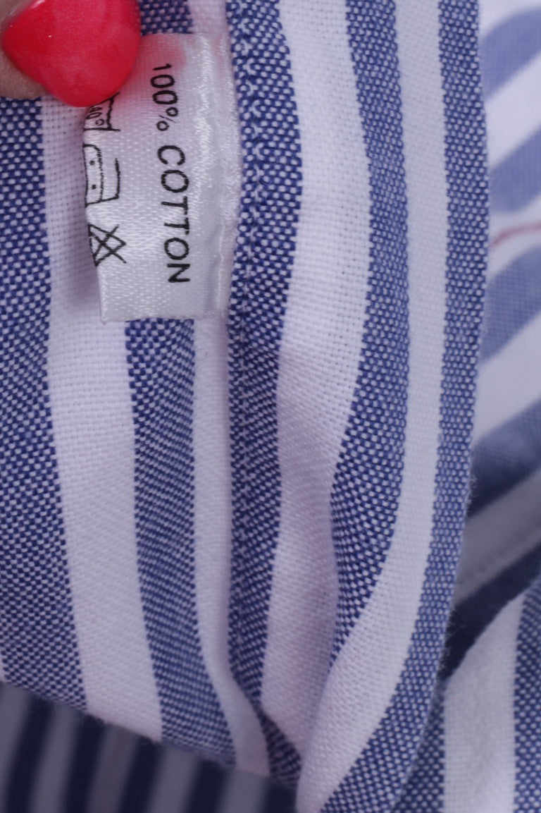 GANT Men M Casual Shirt Blue Striped New Heaven Oxford Cotton Long Sleeve