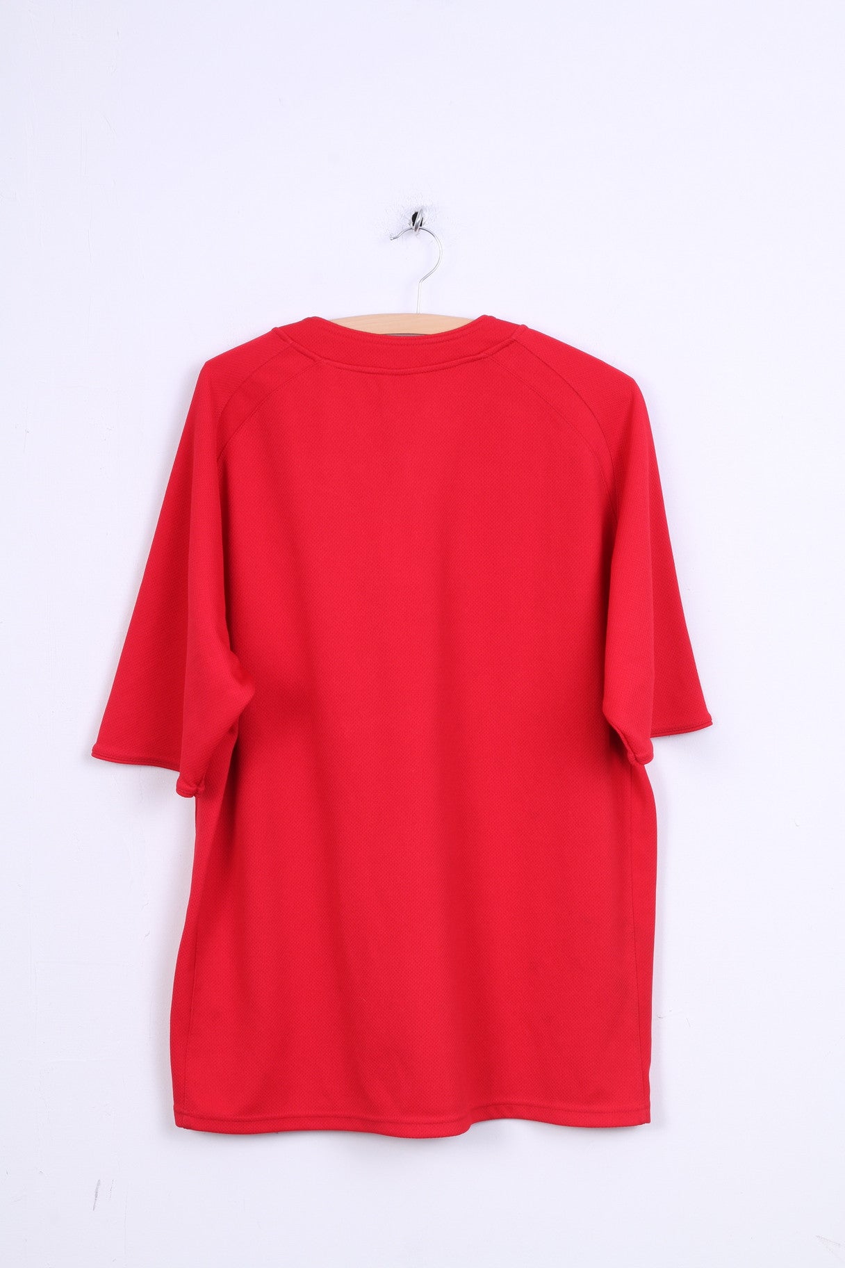 Maglia XL da uomo Macron Rugby York College 15 Jersey rossa con scollo a V