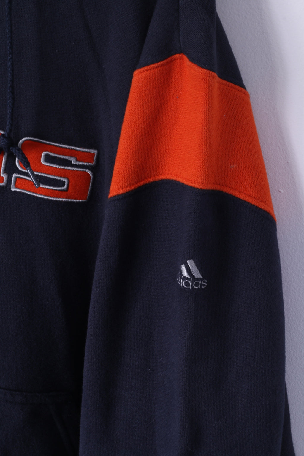 Adidas Mens L Sweatshirt Navy Cotton Hooded Kangaroo Pocket