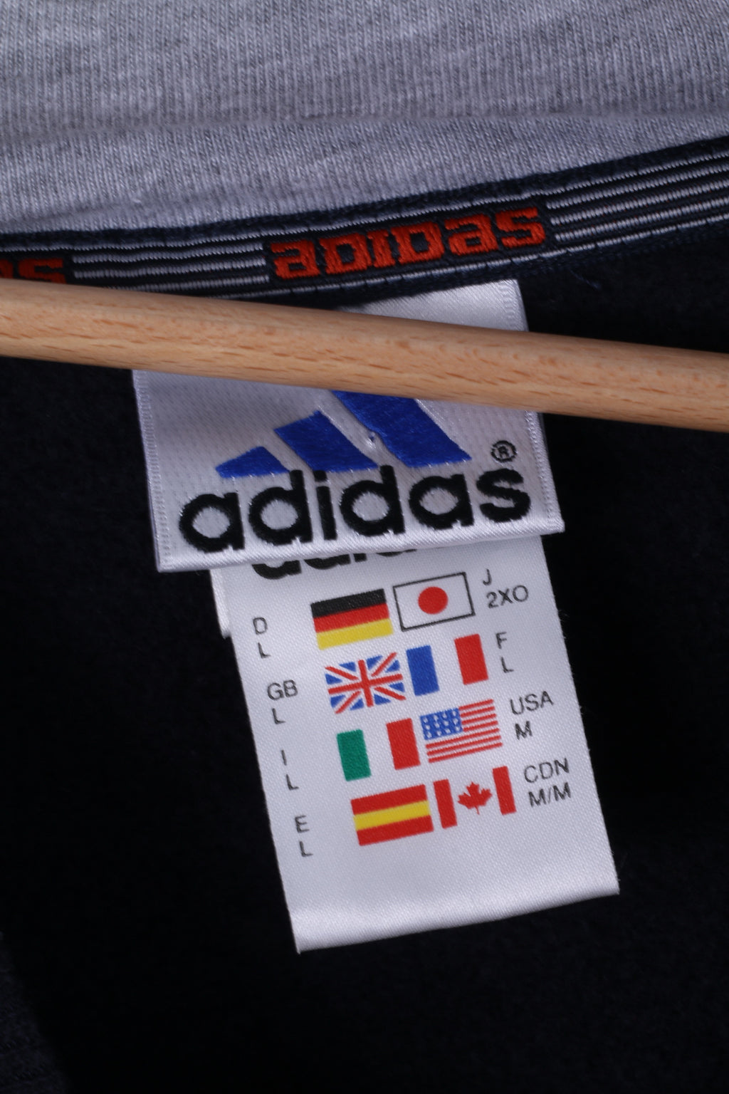 Adidas Mens L Sweatshirt Navy Cotton Hooded Kangaroo Pocket