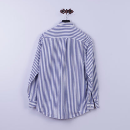GANT Men M Casual Shirt Blue Striped New Heaven Oxford Cotton Long Sleeve