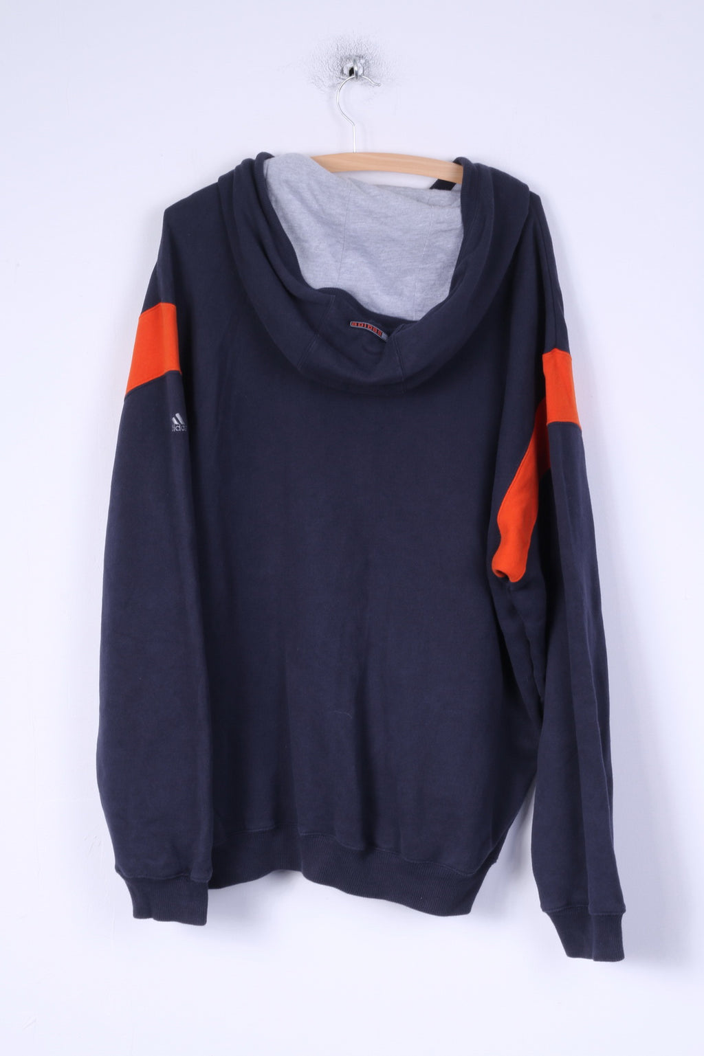 Adidas Mens L Sweatshirt Navy Cotton Hooded Kangaroo Pocket