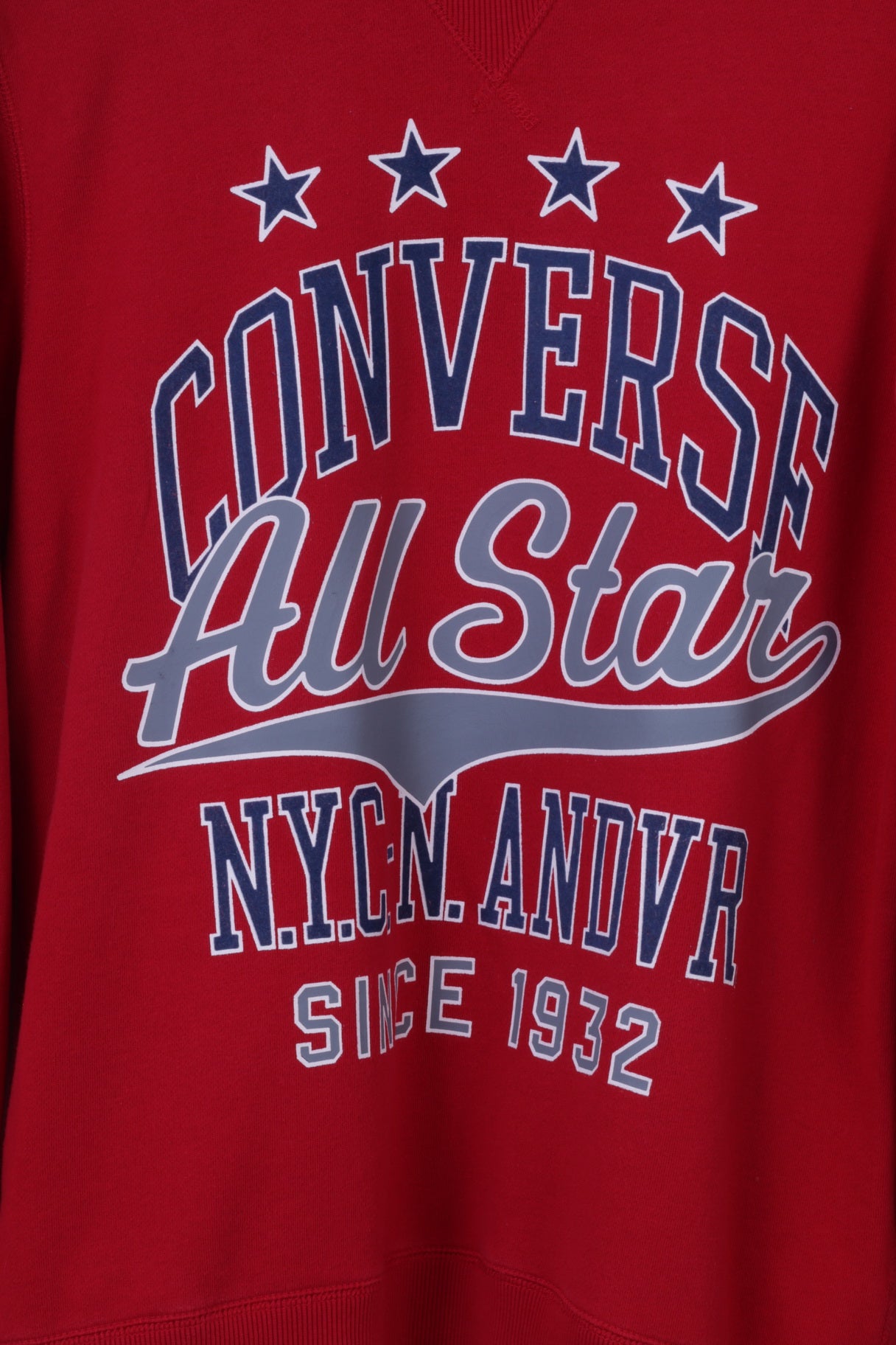 Felpa Converse da uomo M in misto cotone rosso con grafica All Stars NYC, top girocollo