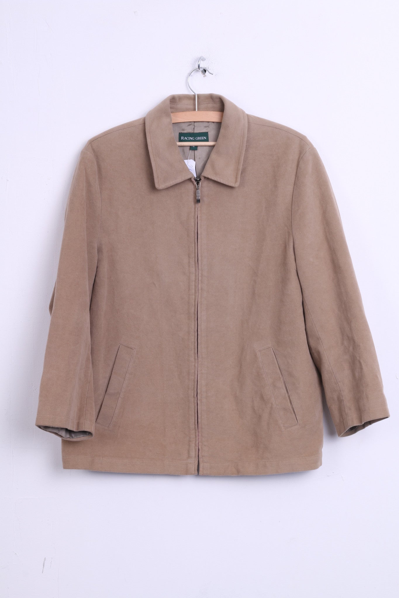 Racing Green Womens 16 XL Jacket Beige Cotton Top - RetrospectClothes