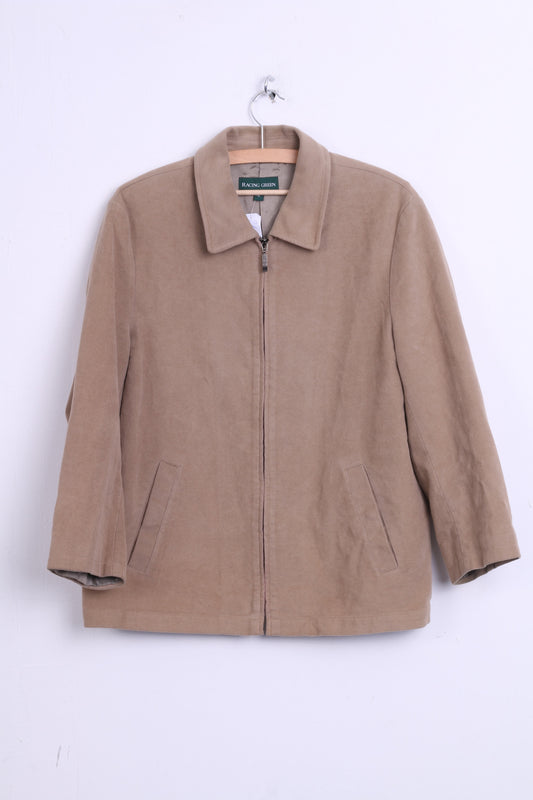 Racing Green Womens 16 XL Jacket Beige Cotton Top - RetrospectClothes