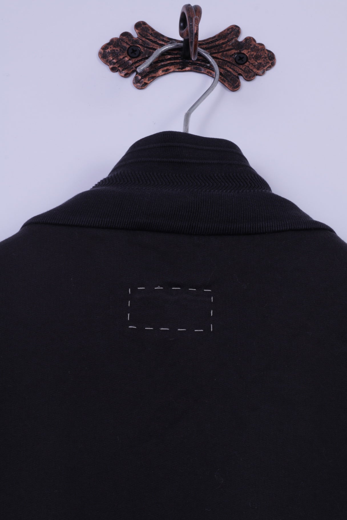 Hugo Boss Hommes M Sweatshirt Noir 100% Coton Fermeture Éclair Complète Cousu Haut Détaillé