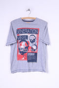 Dunnes Mens S 33/34 T-Shirt Graphic Grey Cotton Generation Vinyl Top
