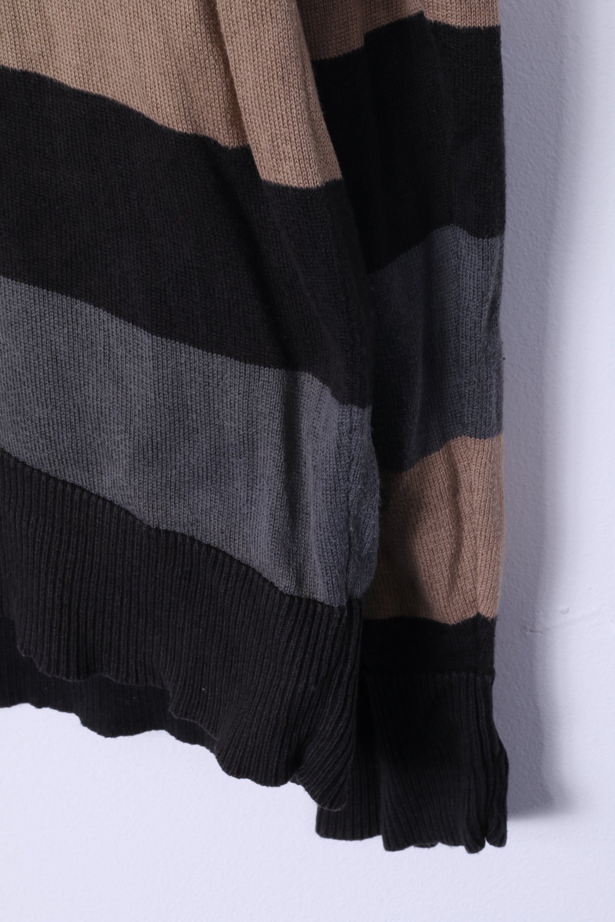 GAP Mens S Polo Shirt Long Sleeve Cotton Striped Dark