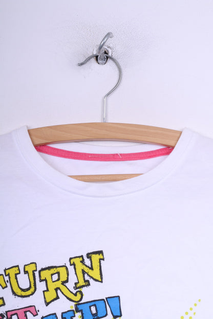 T-shirt Dunnes da donna XS 31/32 grafica bianca per adattarsi al petto Scimmia Alzalo! 