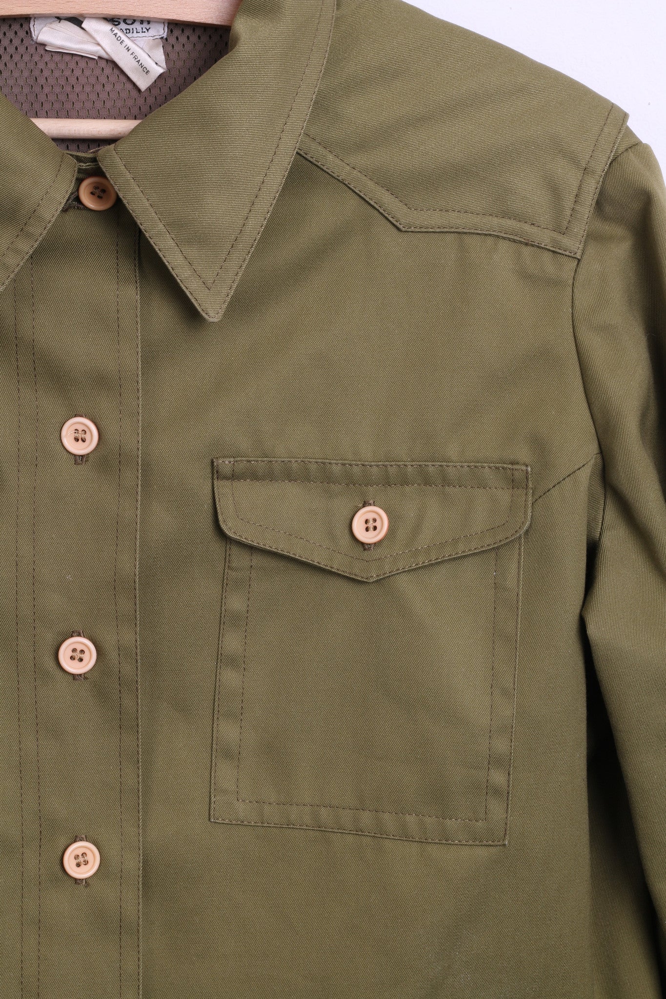 Simpson Womens 48 XL Outdoor Shirt Khaki France Pockets - RetrospectClothes