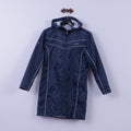 Cappotto La Gear da donna 12 S blu scuro 100% nylon lucido con cappuccio e cerniera intera casual