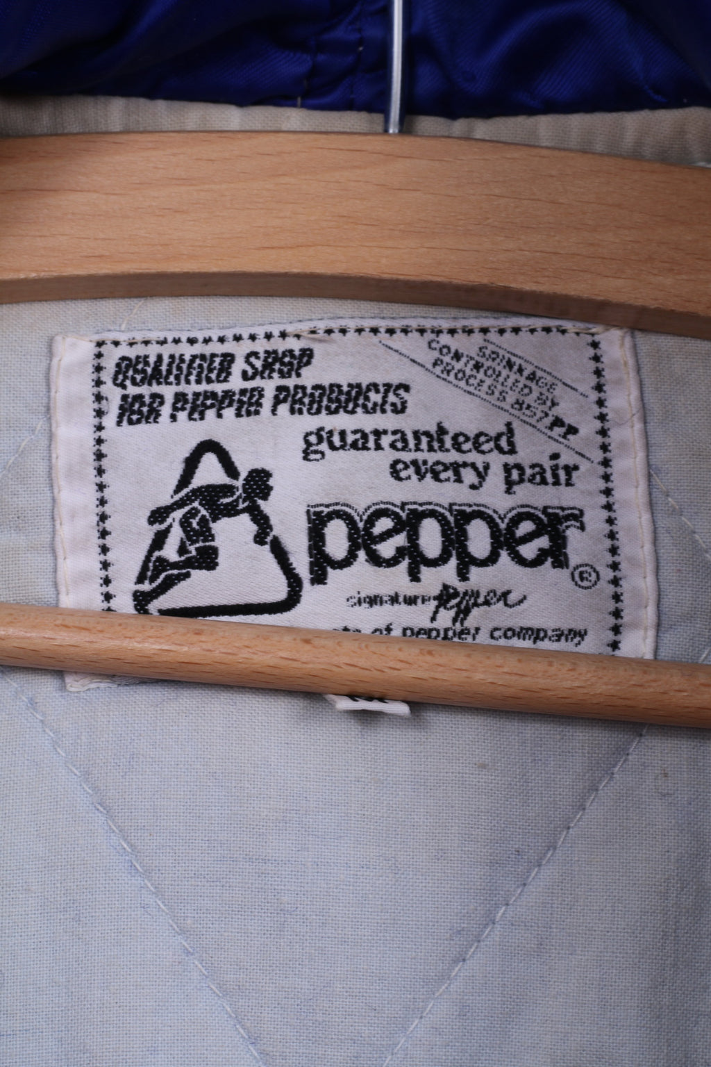 Giubbotto bomber da uomo Pepper M, top vintage da esterno imbottito in misto lana e nylon con cappuccio blu scuro