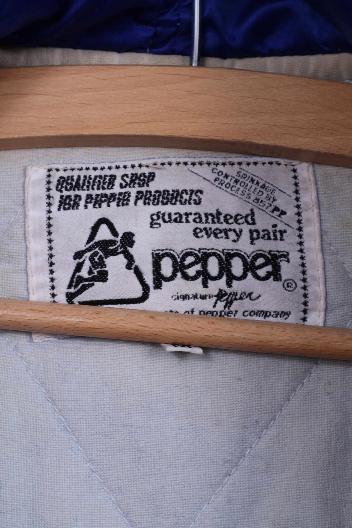 Giubbotto bomber da uomo Pepper M, top vintage da esterno imbottito in misto lana e nylon con cappuccio blu scuro